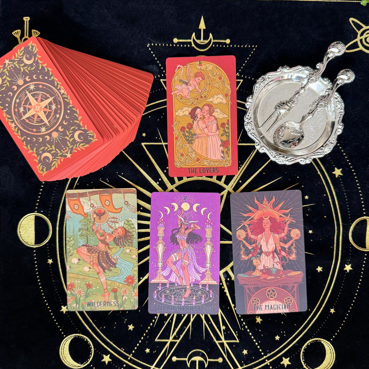 She's Wilderness Tarot Red Deluxe ——A Tribute to the Divine Feminine——All-Women Tarot Deck