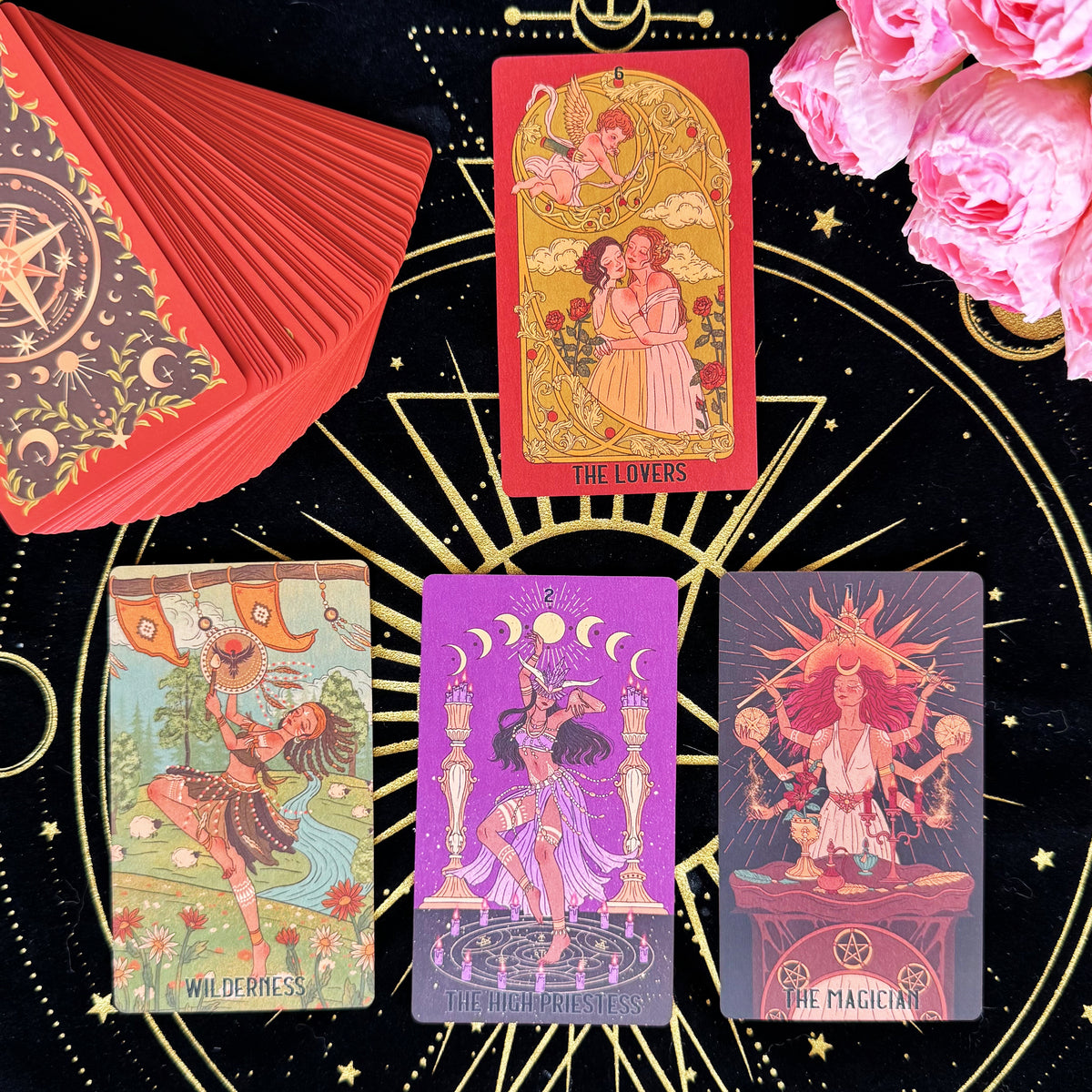She's Wilderness Tarot Red Deluxe ——A Tribute to the Divine Feminine——All-Women Tarot Deck